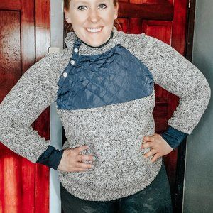 Blue Snap Fleece Pullover